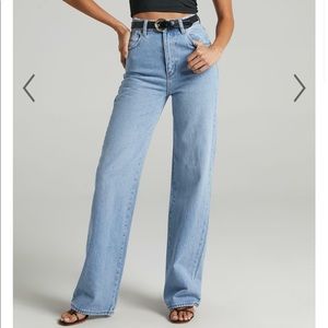 ROLLA’S Heidi high rise loose straight jean in Old Stone raw hem